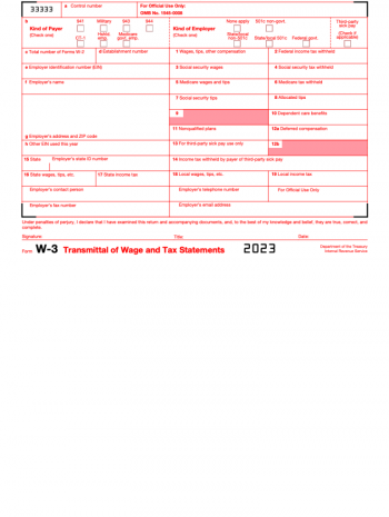 Fillable W3 Form ️ Get IRS Form W-3 2023: Printable PDF and Instructions